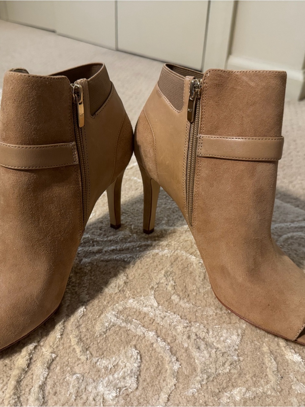 Marc Fisher Tan Suede Stiletto Ankle Booties